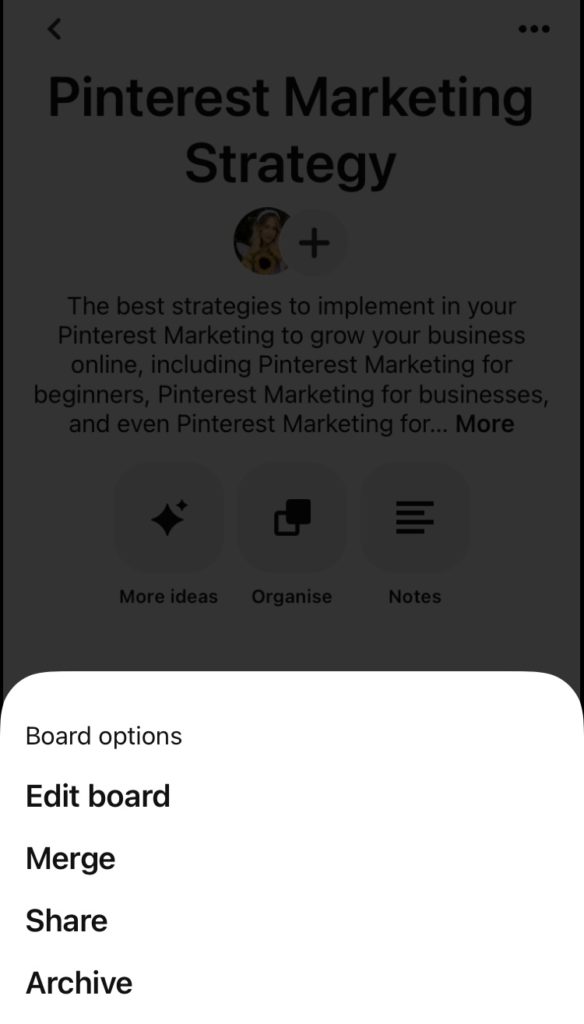 how to add pinterest board covers on phone app